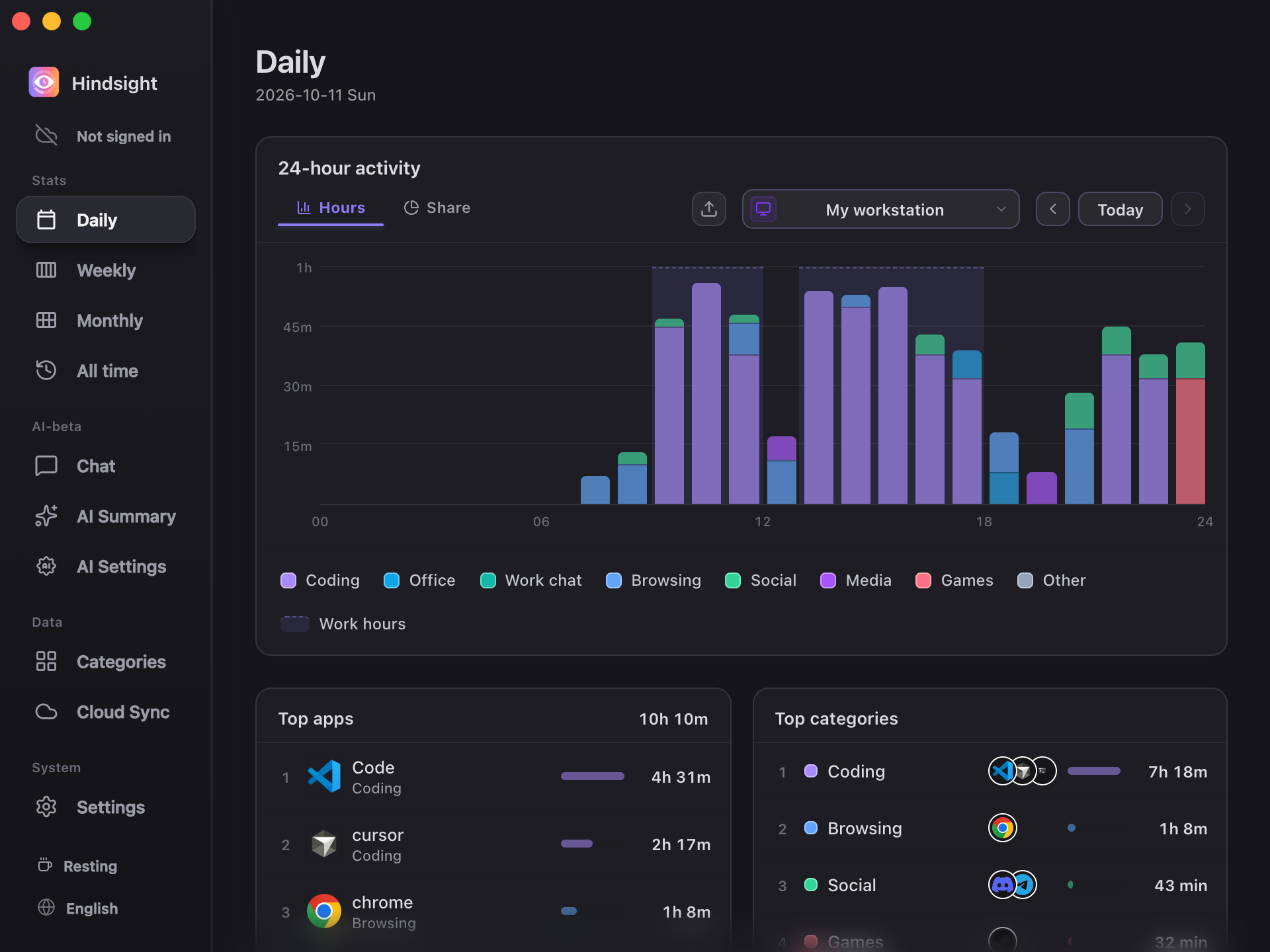 Daily — Dark theme