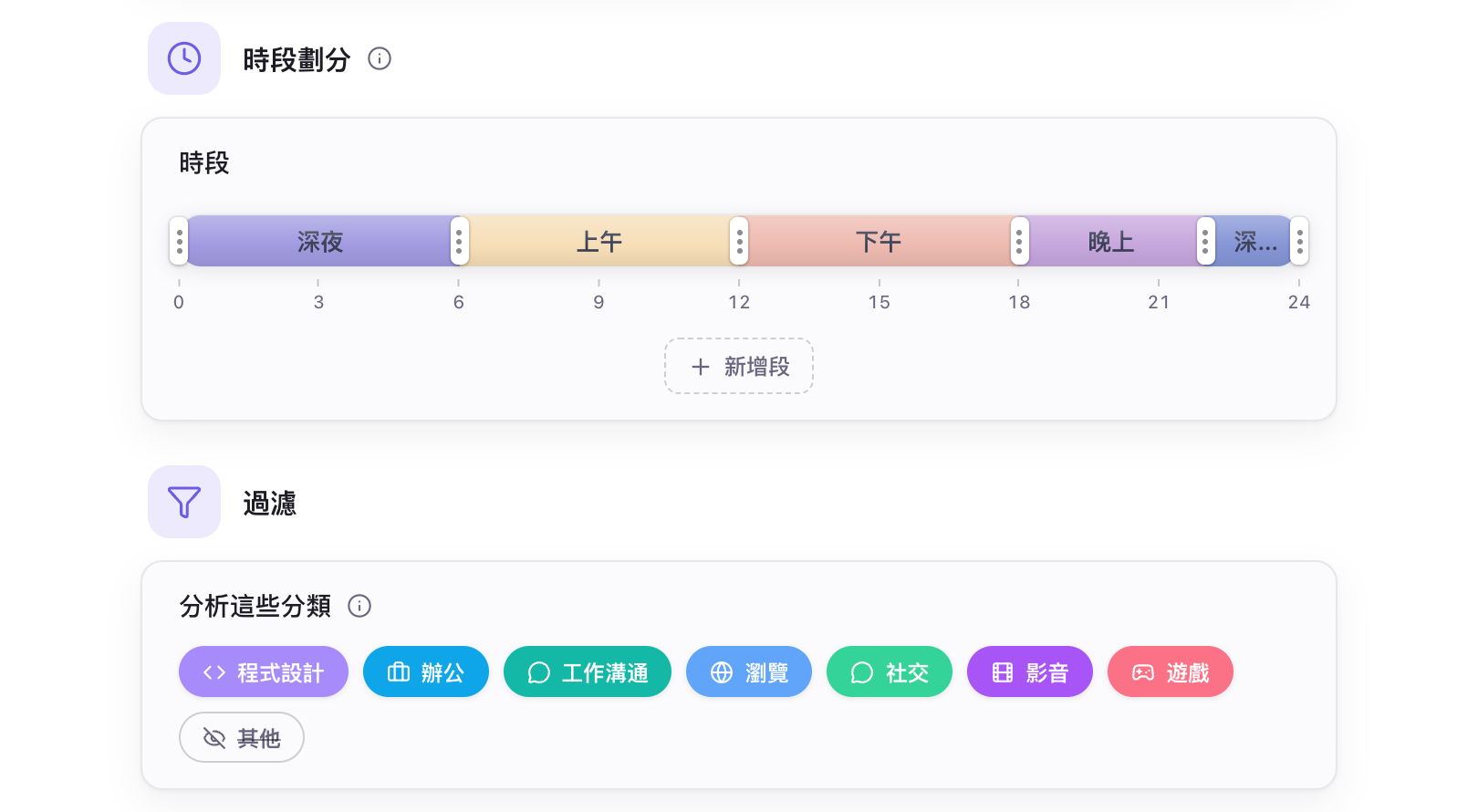AI 設定-時段劃分與過濾