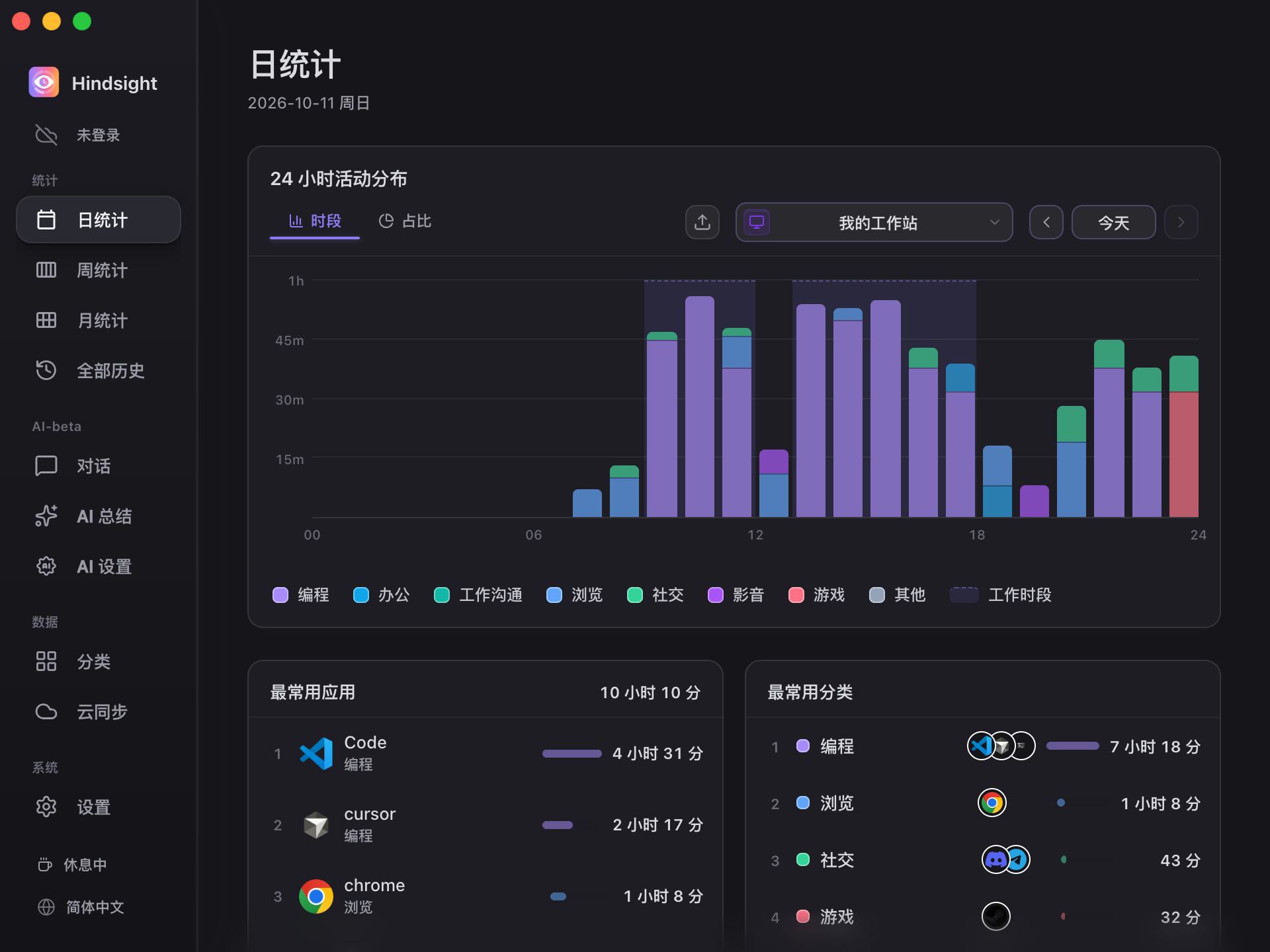 日统计-暗色主题